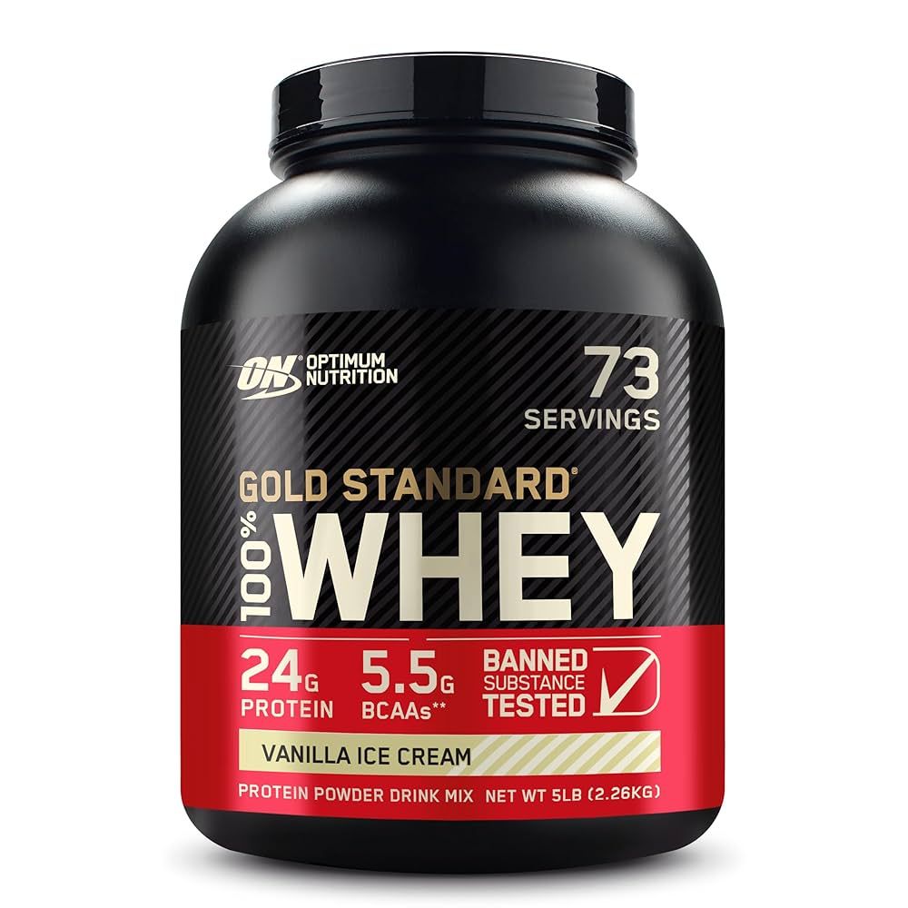 Optimum Nutrition Whey Protein Vanilla Ice Cream – 5 lb (2.3 kg) 73 serv